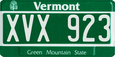 VT license plate XVX923