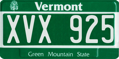 VT license plate XVX925