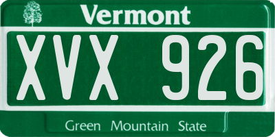 VT license plate XVX926