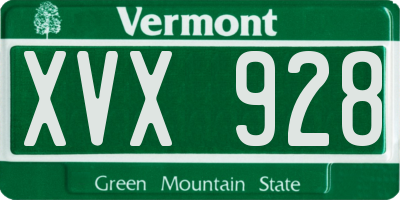 VT license plate XVX928