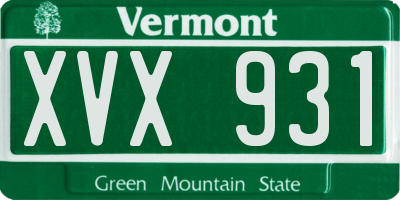 VT license plate XVX931