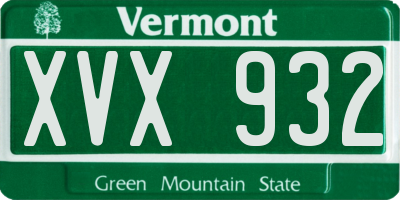 VT license plate XVX932
