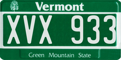 VT license plate XVX933