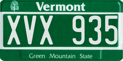VT license plate XVX935