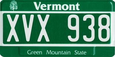 VT license plate XVX938
