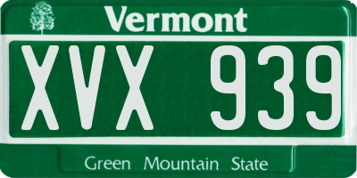 VT license plate XVX939