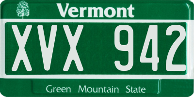 VT license plate XVX942