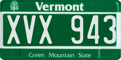 VT license plate XVX943