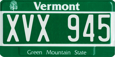 VT license plate XVX945