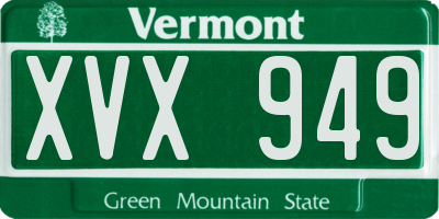 VT license plate XVX949