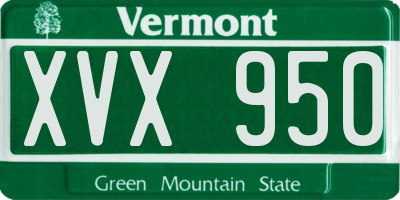 VT license plate XVX950