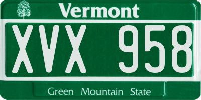 VT license plate XVX958