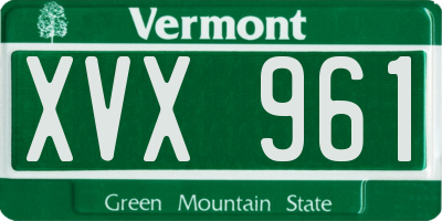VT license plate XVX961