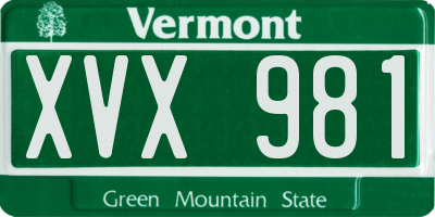 VT license plate XVX981
