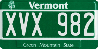 VT license plate XVX982