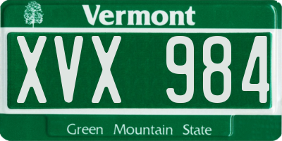 VT license plate XVX984