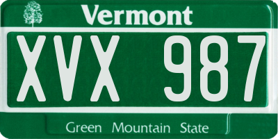 VT license plate XVX987