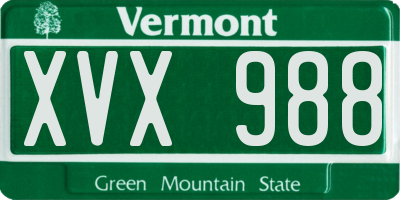 VT license plate XVX988