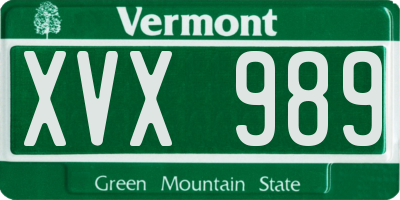 VT license plate XVX989