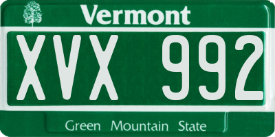 VT license plate XVX992