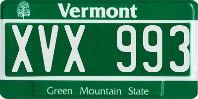 VT license plate XVX993