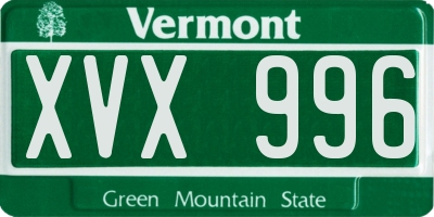 VT license plate XVX996