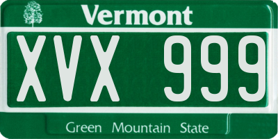 VT license plate XVX999