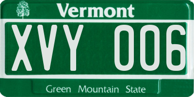 VT license plate XVY006