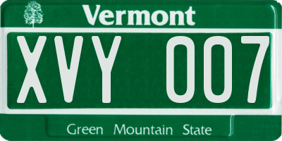 VT license plate XVY007