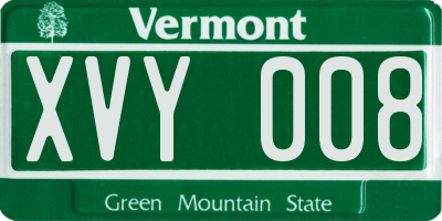 VT license plate XVY008