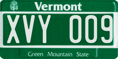 VT license plate XVY009