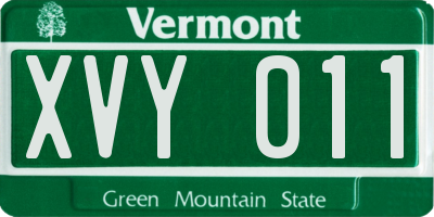 VT license plate XVY011