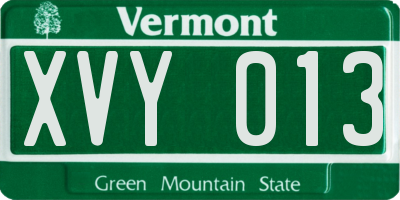 VT license plate XVY013