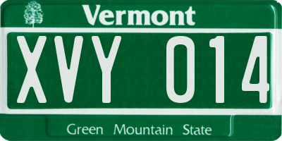 VT license plate XVY014