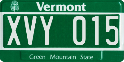 VT license plate XVY015