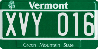 VT license plate XVY016