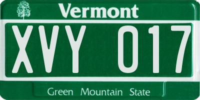 VT license plate XVY017