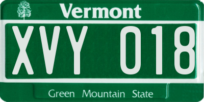VT license plate XVY018