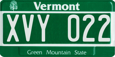VT license plate XVY022