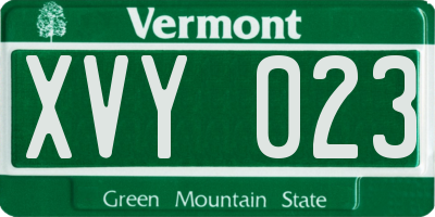 VT license plate XVY023