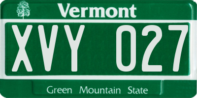 VT license plate XVY027