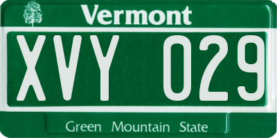 VT license plate XVY029