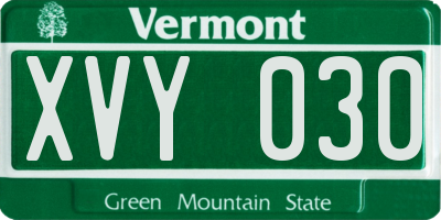 VT license plate XVY030