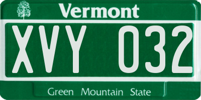 VT license plate XVY032