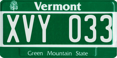 VT license plate XVY033