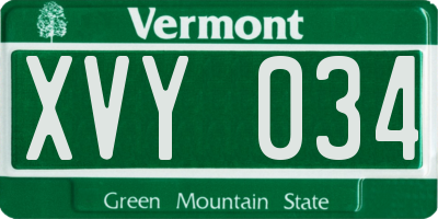 VT license plate XVY034