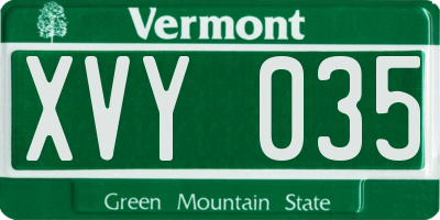 VT license plate XVY035