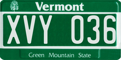 VT license plate XVY036