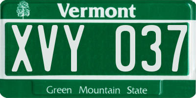 VT license plate XVY037