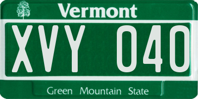 VT license plate XVY040